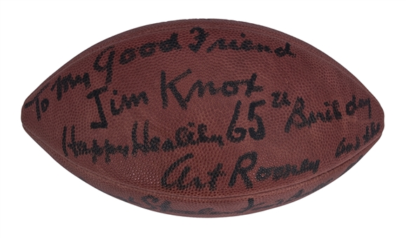 Art Rooney Signed and Inscribed Official NFL Wilson Football with One Inscription "Pittsburgh Steelers Football Club Super Bowl Champions IX-X-XIII-XIV" (JSA)